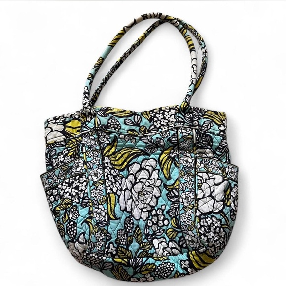 Vera Bradley Blue and Yellow Floral Tote Back To School College Travel Work Bag - Picture 1 of 8
